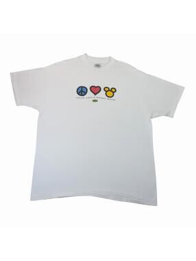 VTG 1990’s Walt Disney Peace Love & Mickey Mouse Single Stitch T-shirt Size Lg